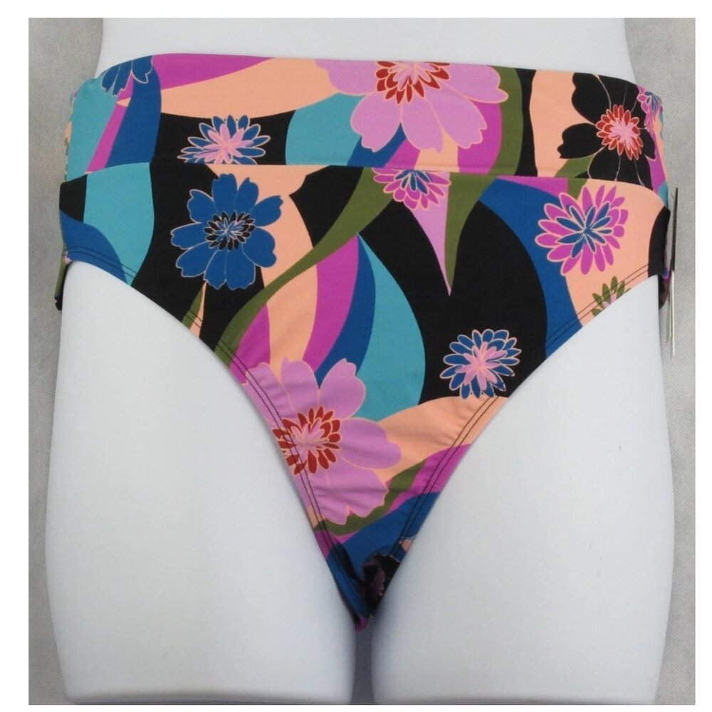 NWT Salt + Cove Juniors High-Waisted Bikini Bottom Swimsuit, Multi Floral, XL
